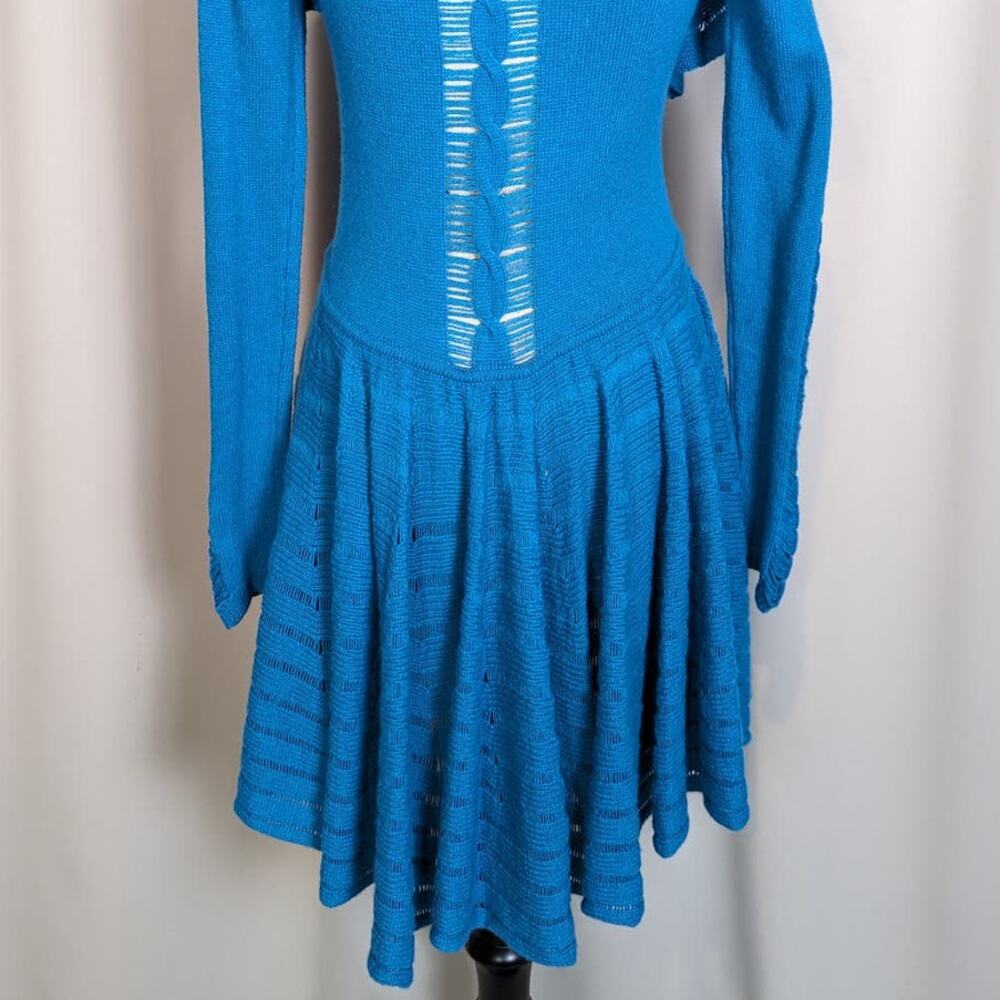 Blue Ruffled Women's Sweater - Picture 11 of 16
